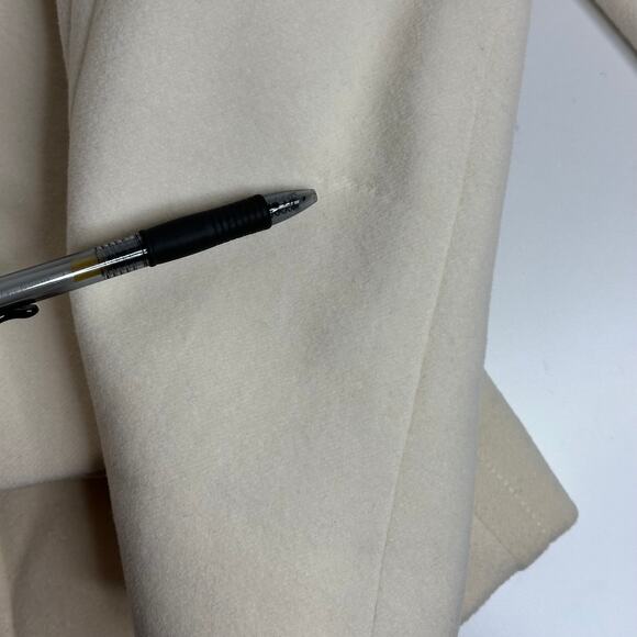 Anne Klein Cream Wool Blend Overcoat Peacoat Pea Coat Formal Womens Size Small S - Picture 9 of 12